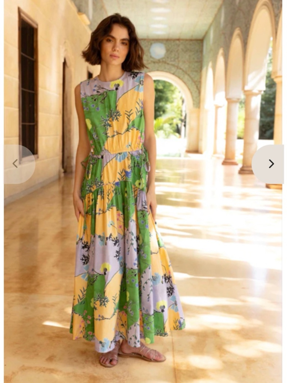 Oliphant Green Yellow Floral Maxi Dress